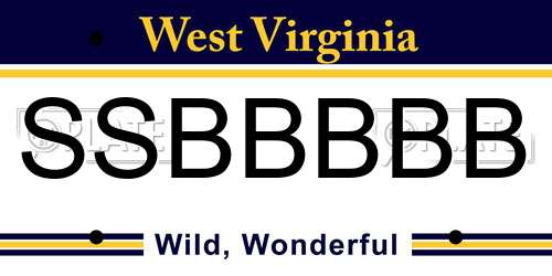 SSBBBBB West Virginia License Plate