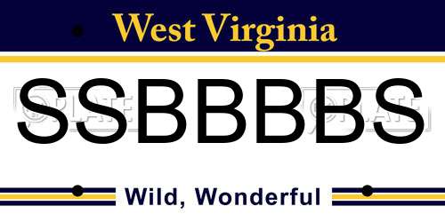 SSBBBBS West Virginia License Plate