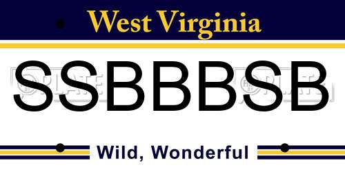 SSBBBSB West Virginia License Plate