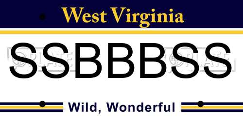 SSBBBSS West Virginia License Plate