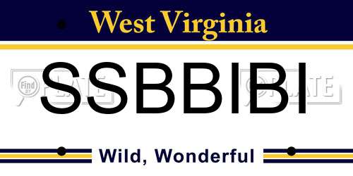 SSBBIBI West Virginia License Plate