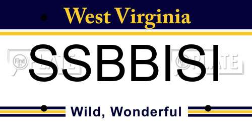 SSBBISI West Virginia License Plate