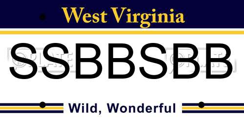 SSBBSBB West Virginia License Plate