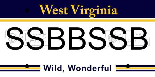 SSBBSSB West Virginia License Plate