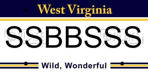 SSBBSSS West Virginia License Plate