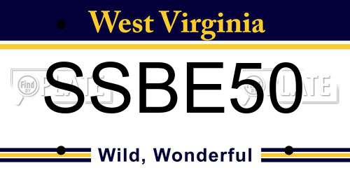 SSBE50 West Virginia License Plate