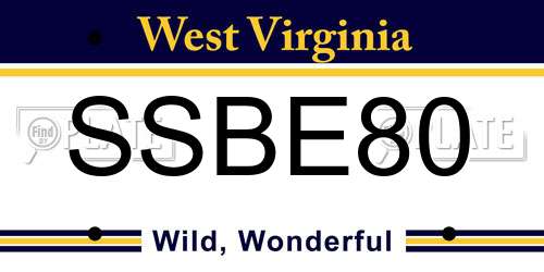 SSBE80 West Virginia License Plate