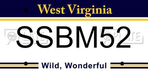 SSBM52 West Virginia License Plate