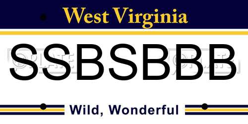 SSBSBBB West Virginia License Plate