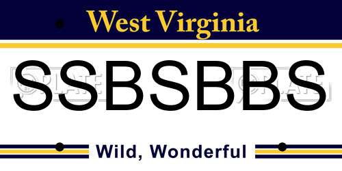 SSBSBBS West Virginia License Plate