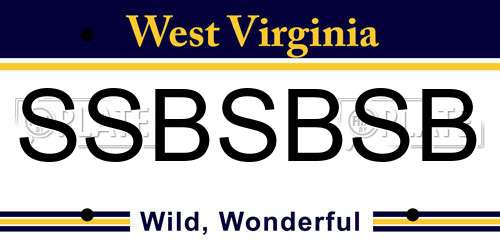 SSBSBSB West Virginia License Plate
