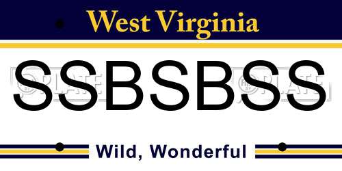 SSBSBSS West Virginia License Plate