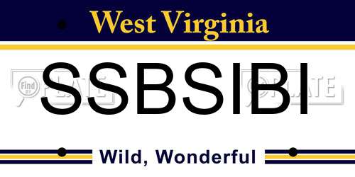 SSBSIBI West Virginia License Plate