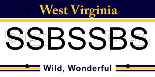 SSBSSBS West Virginia License Plate