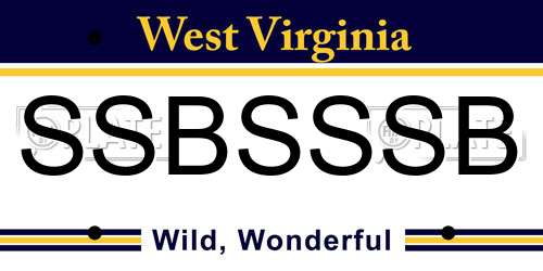 SSBSSSB West Virginia License Plate