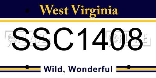 SSC1408 West Virginia License Plate