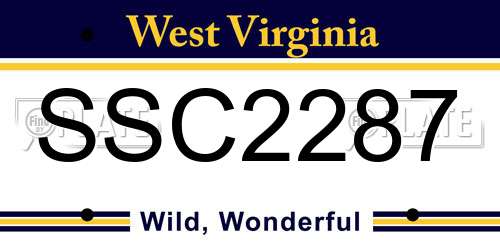 SSC2287 West Virginia License Plate