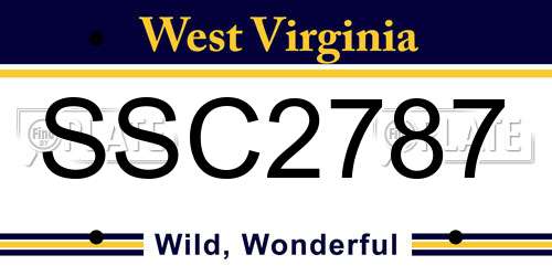 SSC2787 West Virginia License Plate