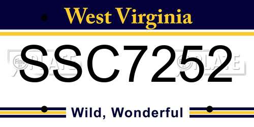 SSC7252 West Virginia License Plate