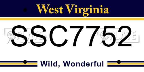 SSC7752 West Virginia License Plate