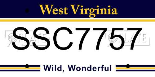 SSC7757 West Virginia License Plate