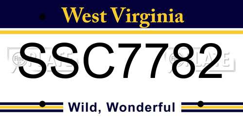 SSC7782 West Virginia License Plate