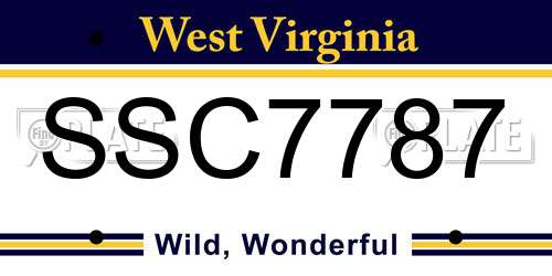 SSC7787 West Virginia License Plate