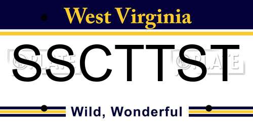 SSCTTST West Virginia License Plate