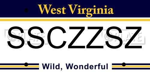 SSCZZSZ West Virginia License Plate