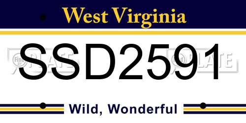 SSD2591 West Virginia License Plate