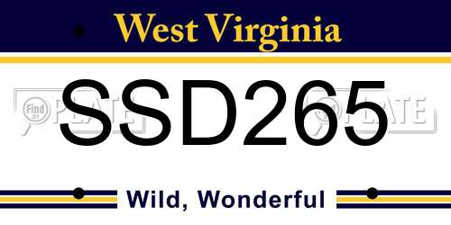 SSD265 West Virginia License Plate