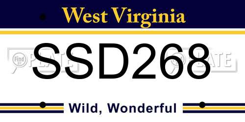SSD268 West Virginia License Plate