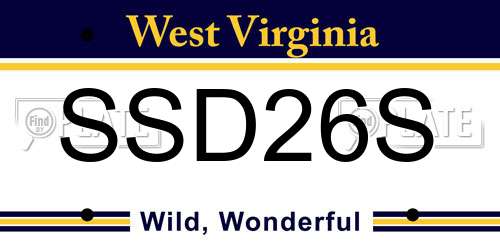 SSD26S West Virginia License Plate