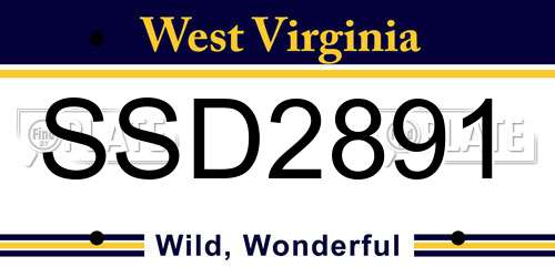 SSD2891 West Virginia License Plate