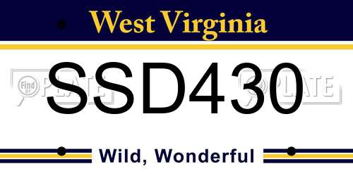 SSD430 West Virginia License Plate