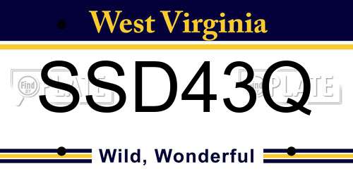 SSD43Q West Virginia License Plate