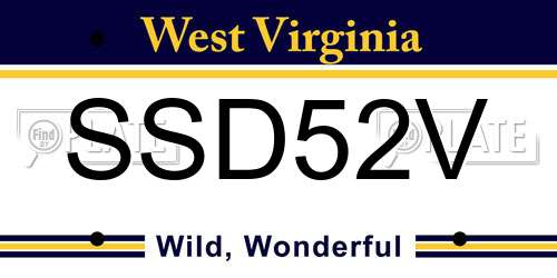 SSD52V West Virginia License Plate