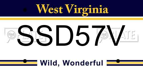SSD57V West Virginia License Plate