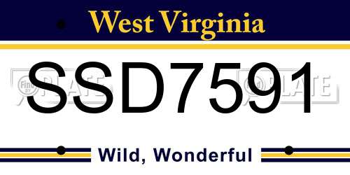 SSD7591 West Virginia License Plate