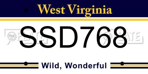 SSD768 West Virginia License Plate