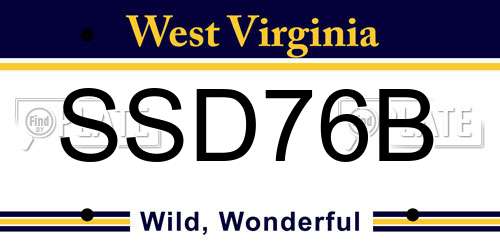 SSD76B West Virginia License Plate