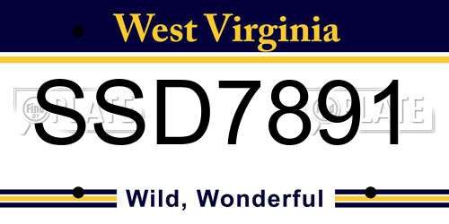 SSD7891 West Virginia License Plate