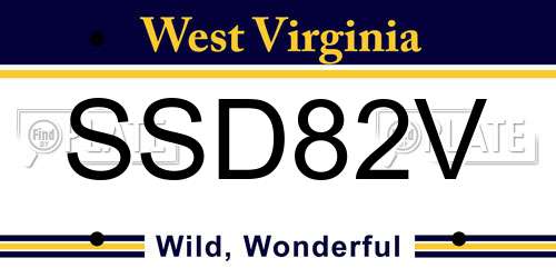 SSD82V West Virginia License Plate