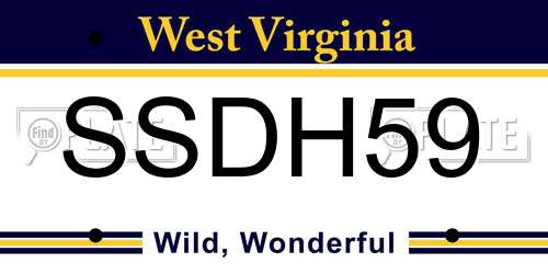 SSDH59 West Virginia License Plate