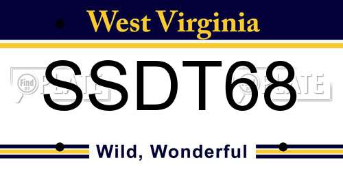 SSDT68 West Virginia License Plate