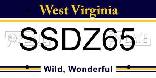 SSDZ65 West Virginia License Plate