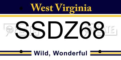 SSDZ68 West Virginia License Plate