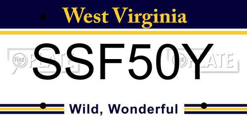 SSF50Y West Virginia License Plate