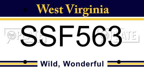 SSF563 West Virginia License Plate