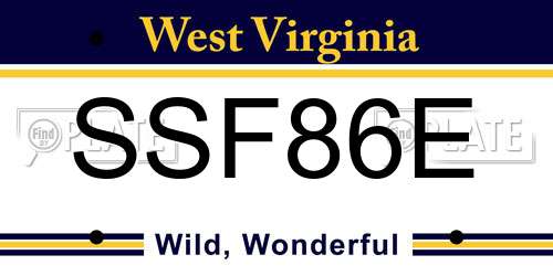 SSF86E West Virginia License Plate